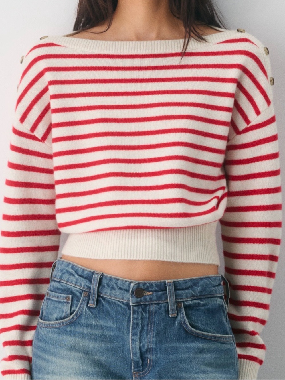 Aritzia Wilfred Gable Wool Cashmere Sweater – Red Stripe – 2XS – NWOT